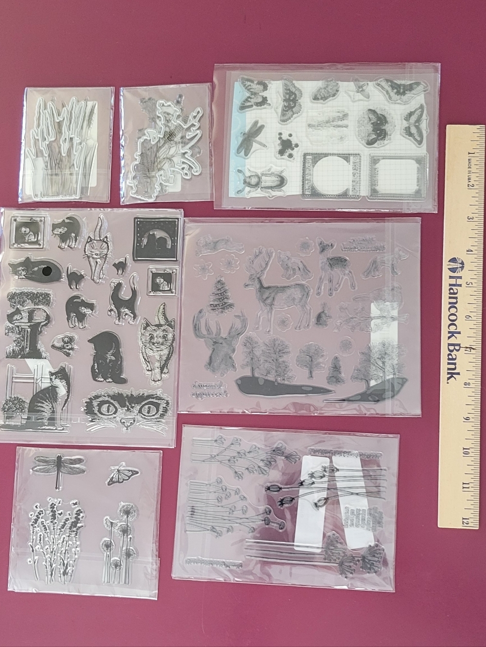 7 Sets Clear Stamp Set Nature  Christmas Dragonfly Cat Die 50+ Individual Stamps